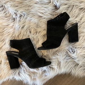 Steve Madden black suede open toe booties